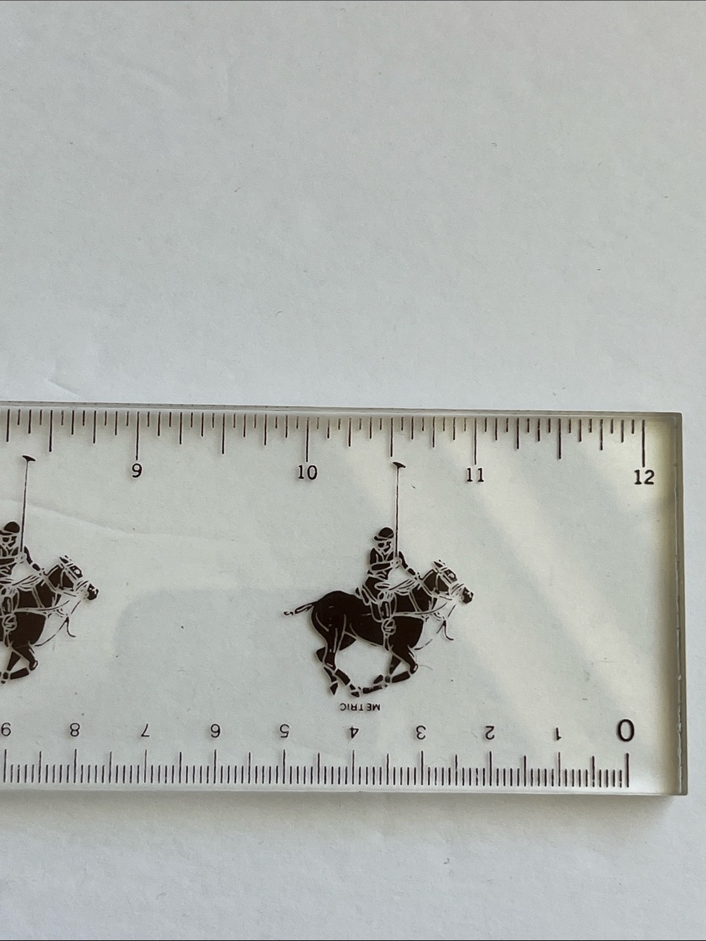 Vintage Lucite Ruler Polo Pony Horse Jockey Derby Equestrian 12”